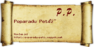 Poparadu Pető névjegykártya
